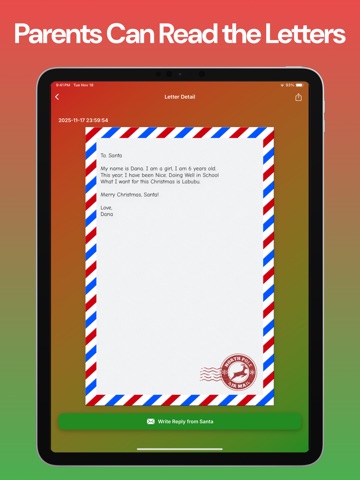 Letter to Santa for Christmas iPad screenshot