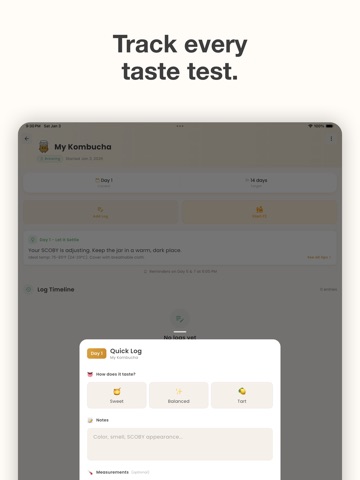 Kombucha Brew Tracker iPad screenshot