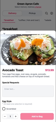 Green Apron Cafe. Screenshot 2 of 3