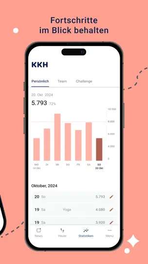 Screenshot von KKH Schrittwettbewerb auf dem iPhone 2