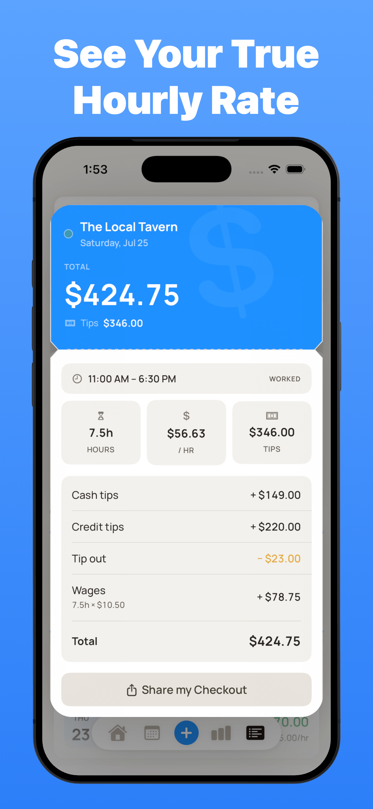 Checkout - Server Tip Tracker screenshot 2