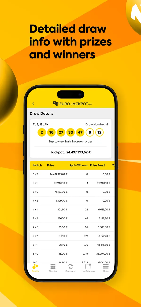 Screenshot #3 pour Eurojackpot Results