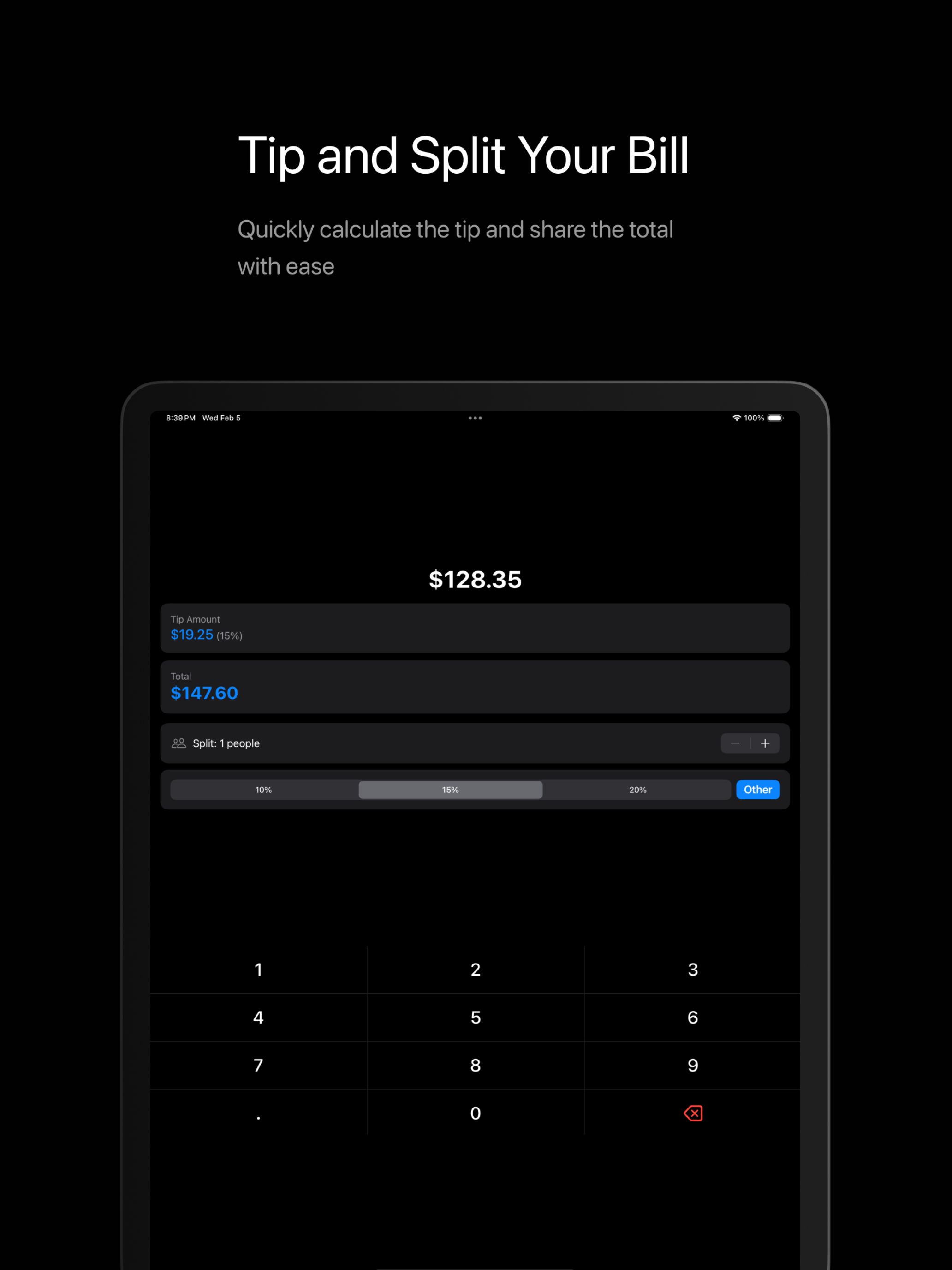 Tip Calculator, Split Bills