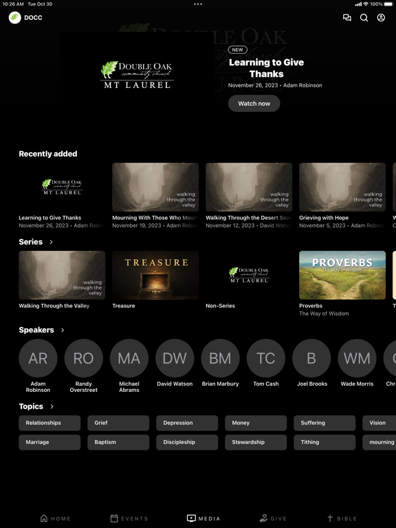 Double Oak Community Church ML iPad screenshot 3 - Education app