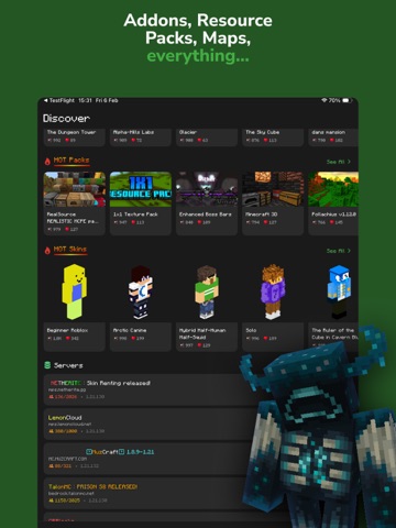 MCLIB Servers & Addons MCPE iPad screenshot