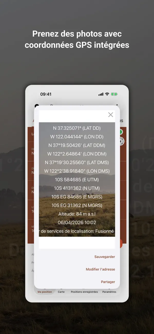 Screenshot #2 pour GPS Coordinates Lite