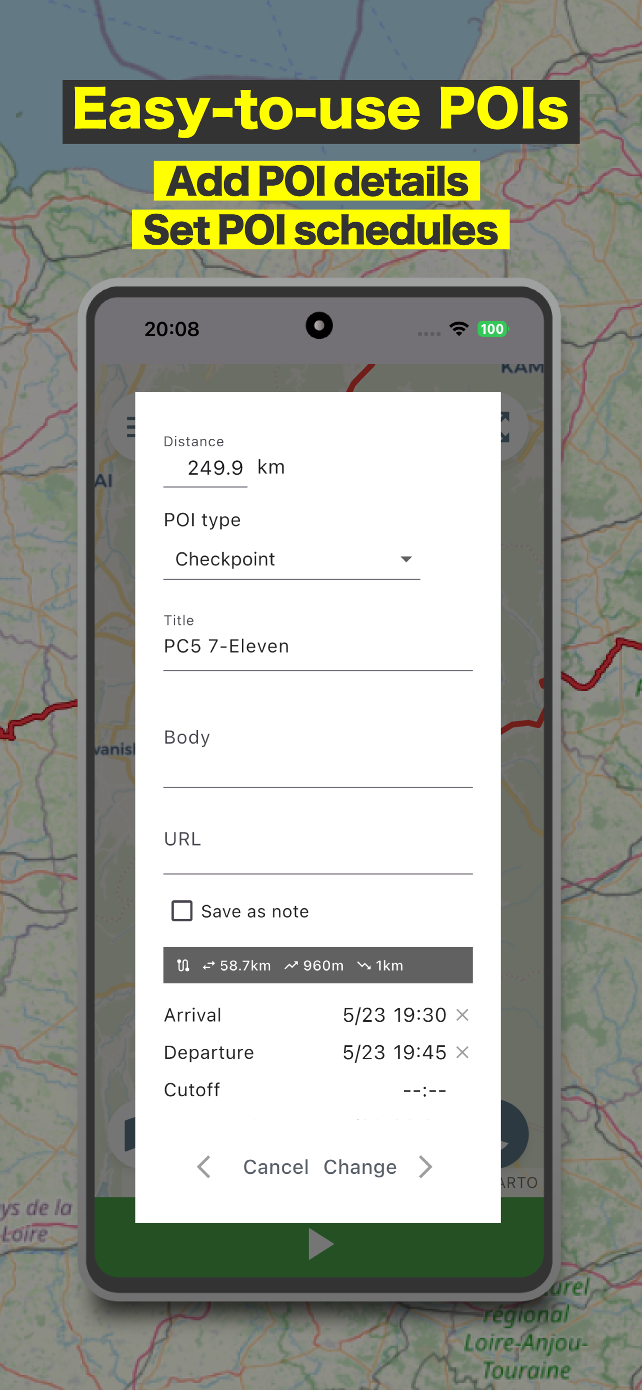 Brevet Map: Offline Cycle Navi