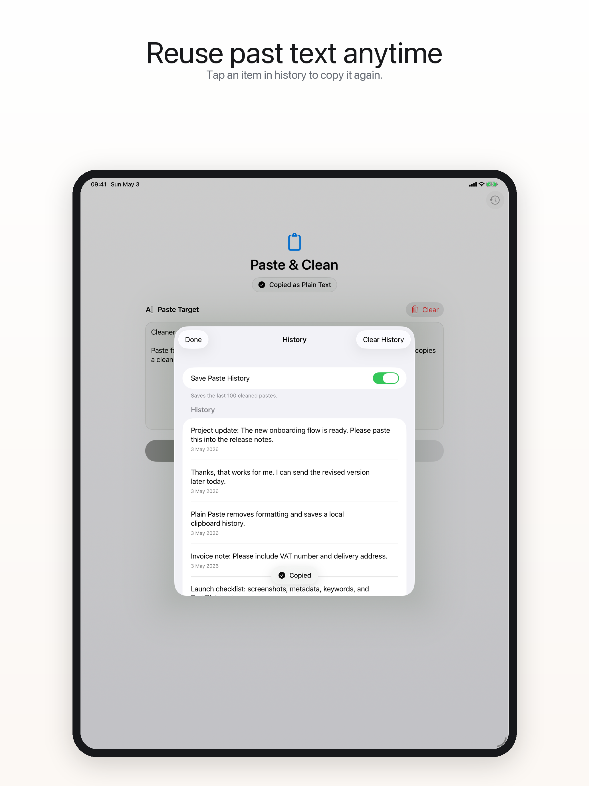 Plain Paste: Text Clipboard