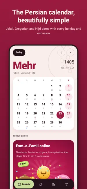 Persian Calendar - تقویم فارسی screenshot 1