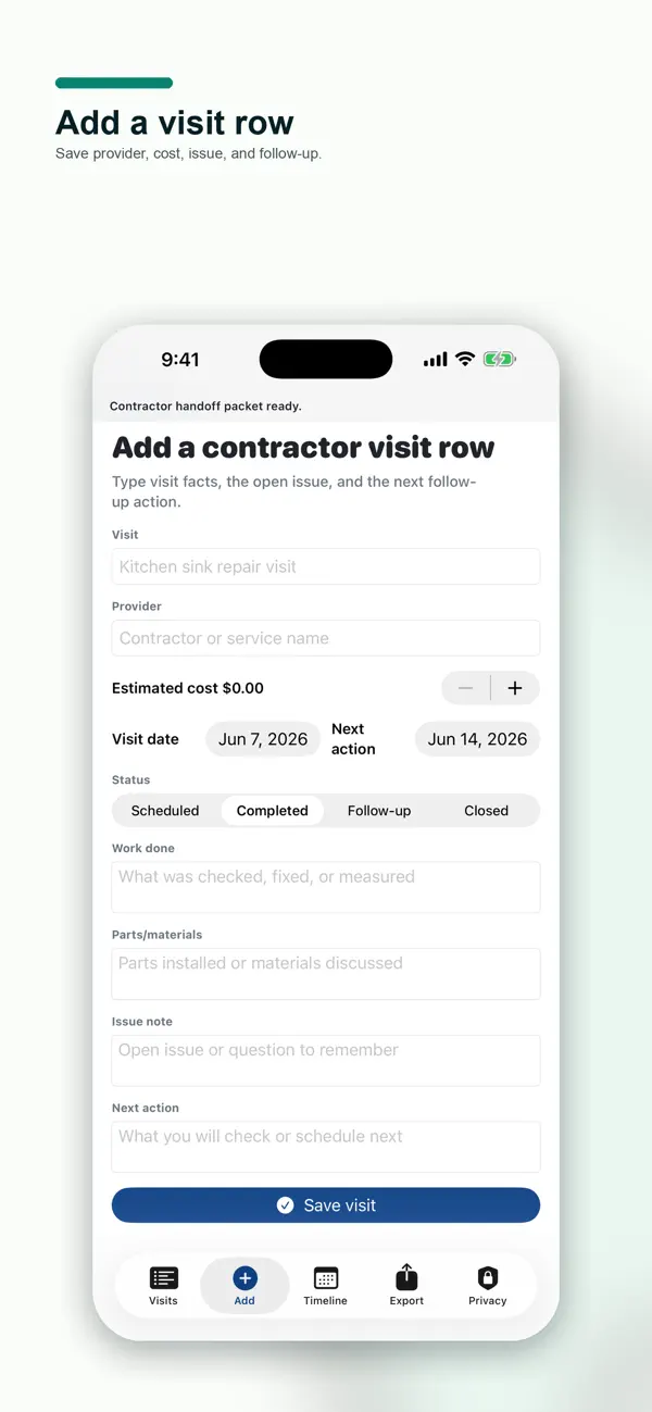Screenshot #2 pour Contractor Visit Notes