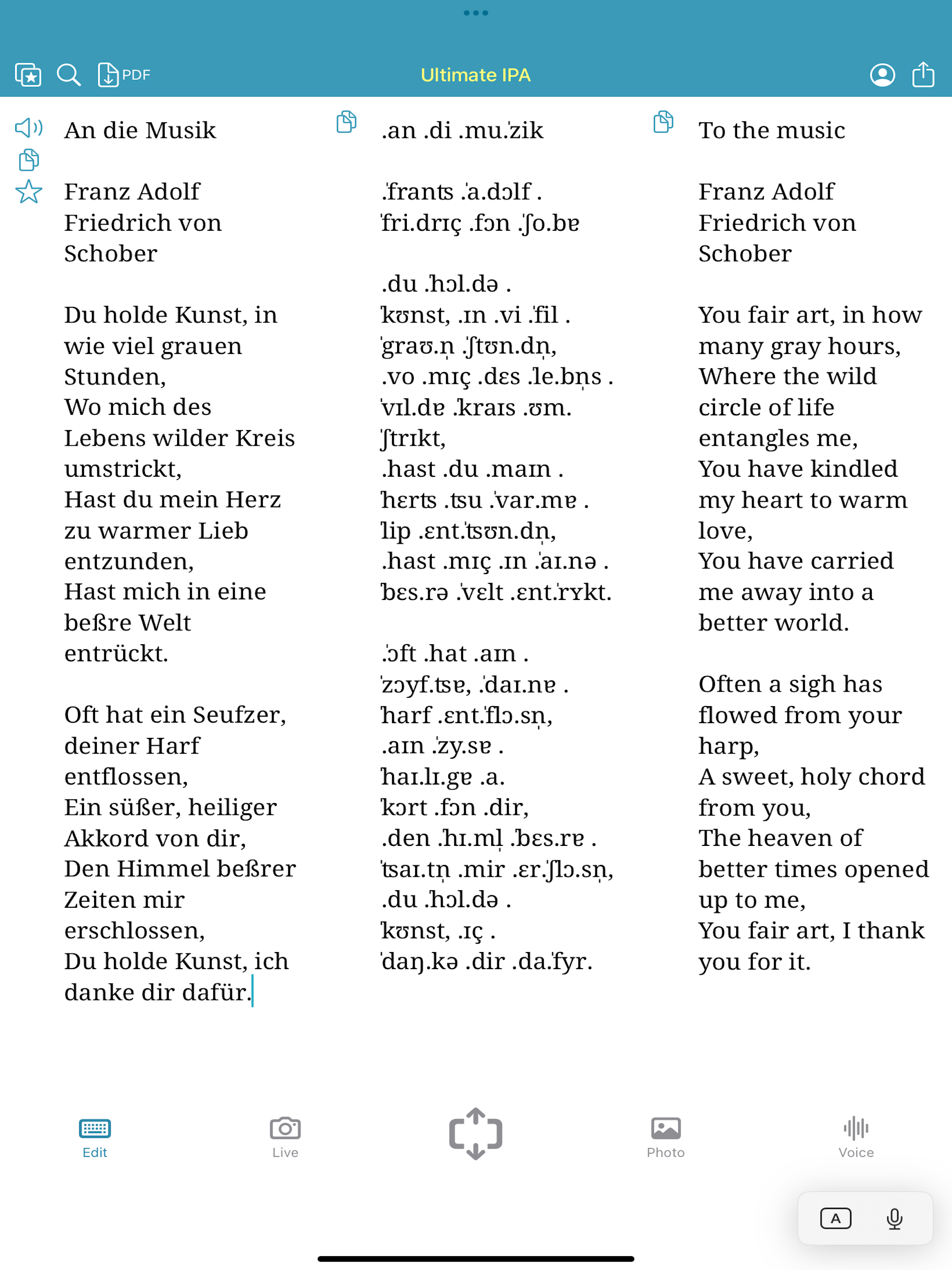 Ultimate IPA for Lyric Diction