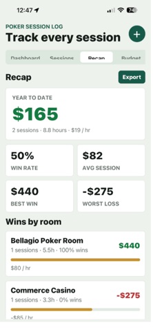 Poker Session Log screenshot