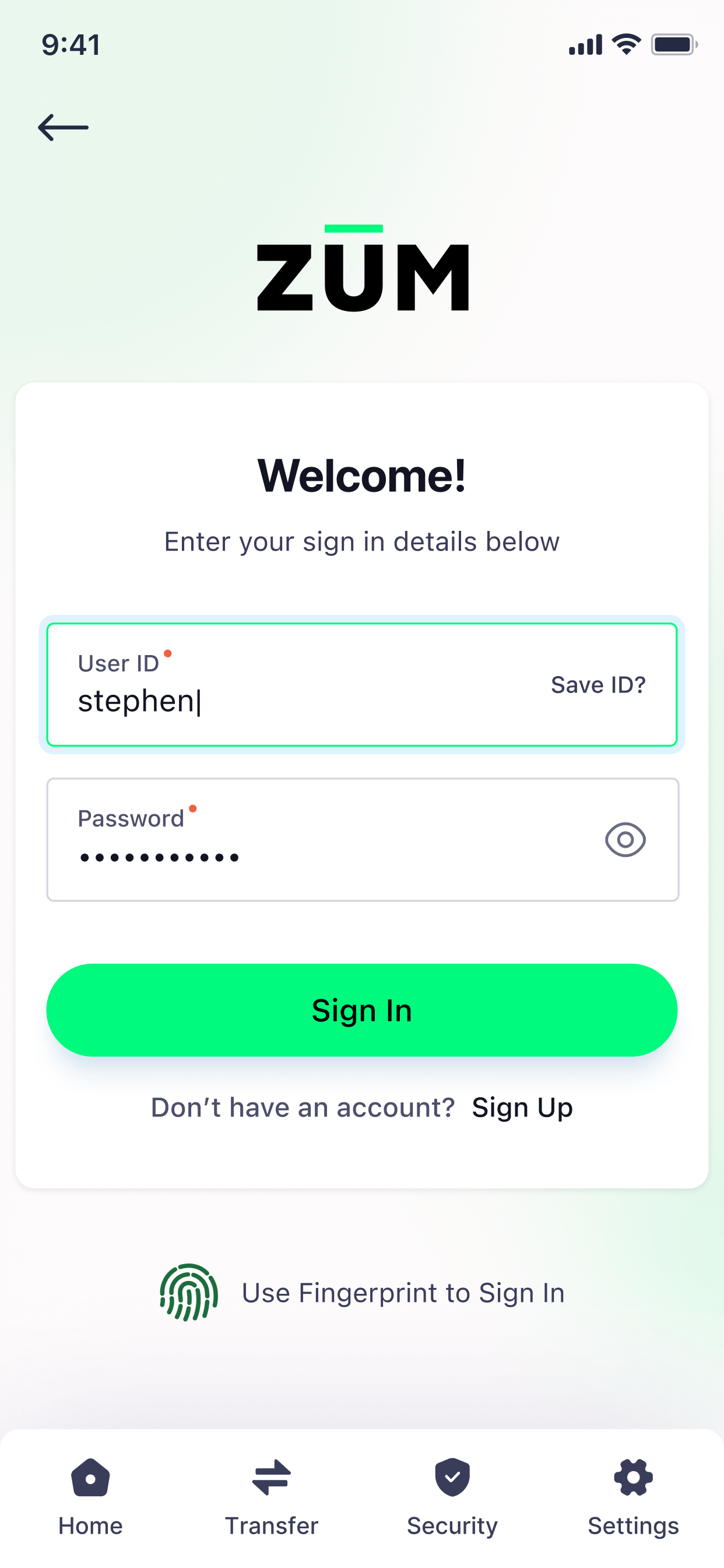 Zum Prepaid Card Application screenshot 3