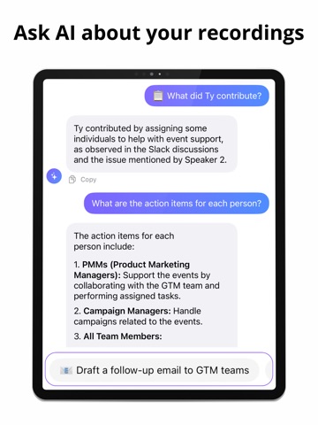 AI Note Taker - NoteWay iPad screenshot