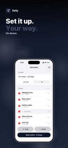 Setly: Setlist Maker iPhone screenshot