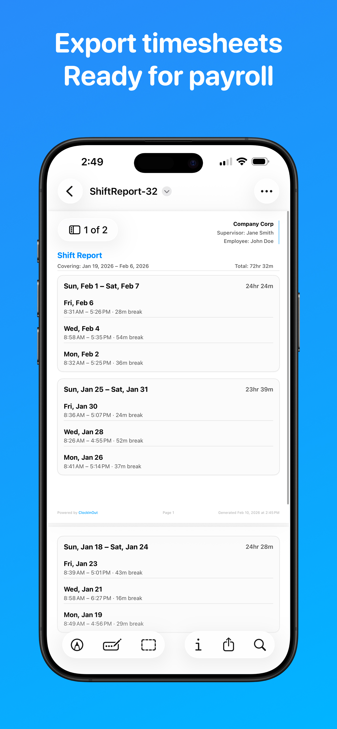 ClockInOut - Hours Tracker screenshot 5