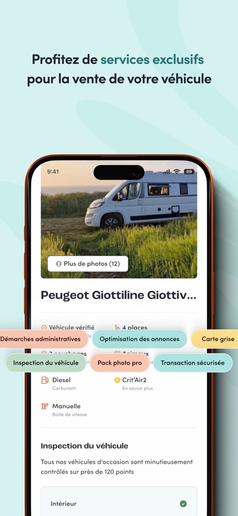 Wikicampers - 行政手続きの支援や広告の最適化、そして専門家による車両検査といった多様な独占サービスが提供され、ユーザーは安全かつ効率的に車両を売却できます。