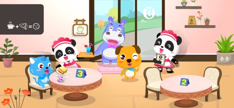 Super Panda Cafe- Cooking Game - Users can experience the lively cafe atmosphere with various animated animal customers enjoying their meals and watch the friendly panda chefs efficiently taking orders and serving dishes.