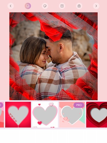 Romantic love photo frames. iPad screenshot