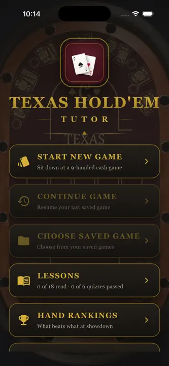 Texas Holdem Tutor: Lessons screenshot 1