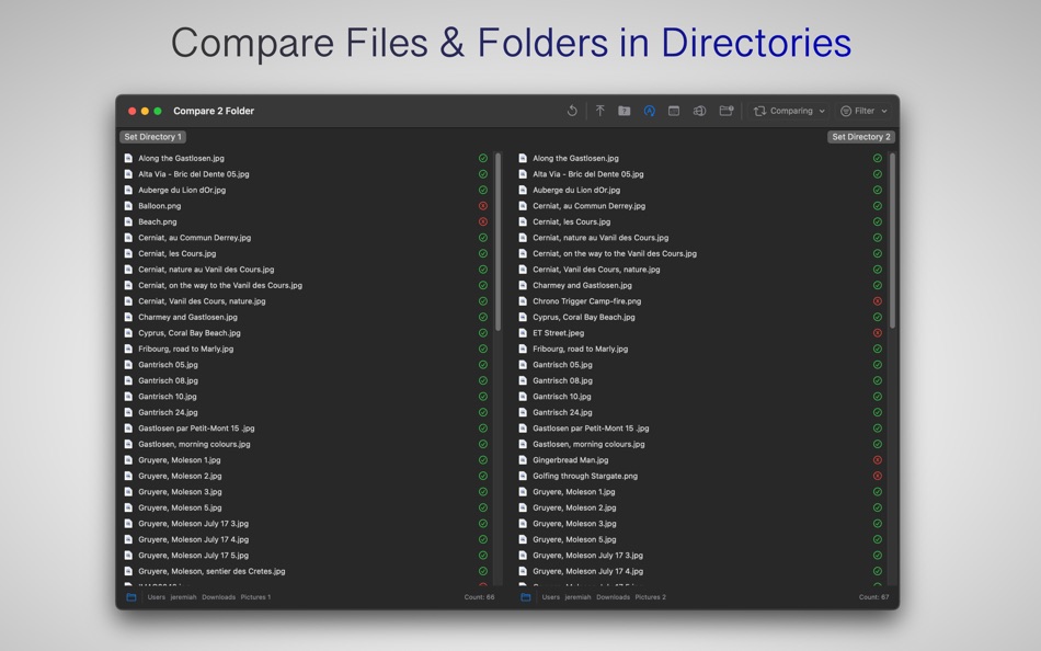 #1. Compare 2 Folder (macOS) 由: Ebey Tech LLC
