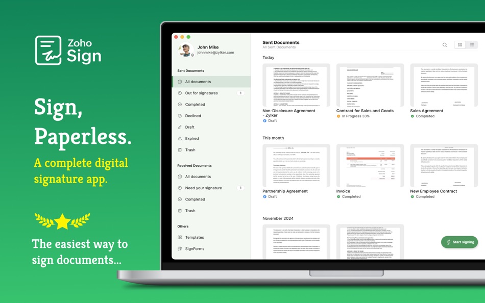 #1. E-signature app - Zoho Sign (macOS) 由: Zoho Corporation