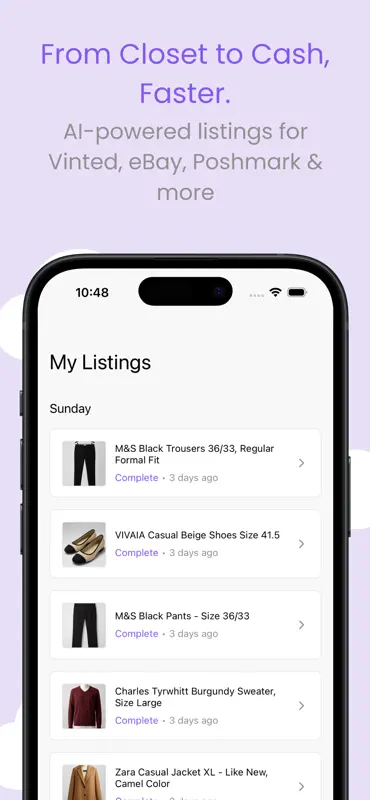 Closet Resale App: AI Listings screenshot 3 of 7