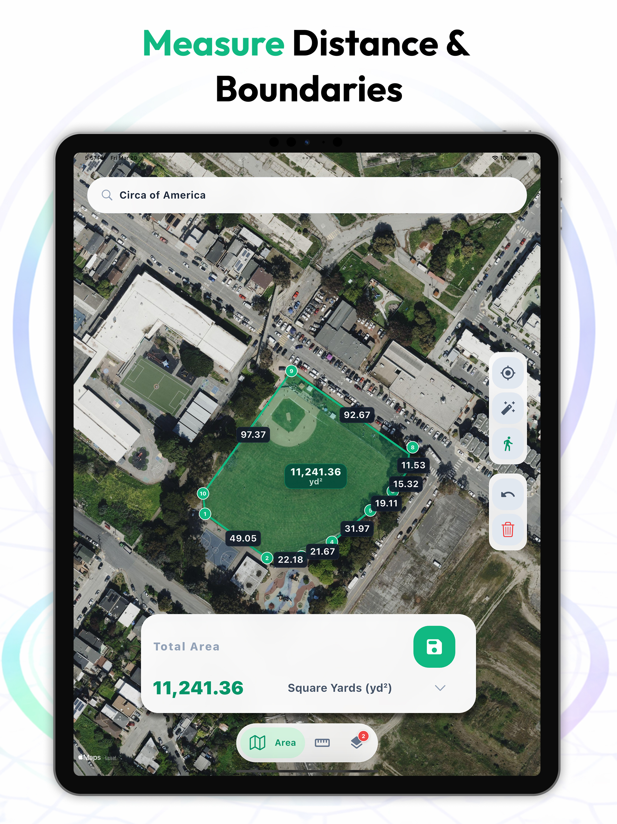 GPS Area Distance Measure