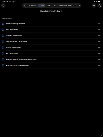 Cast & Crew Lists