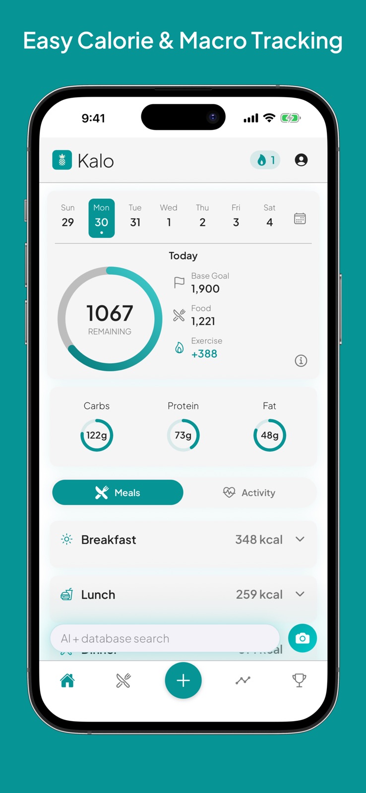 Kalo: Macro & Calorie Counter iphone screenshot 1