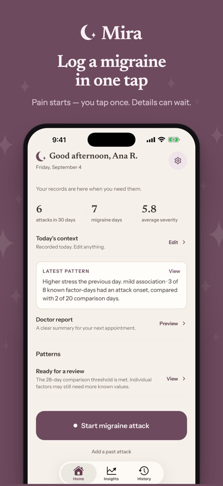 Mira: Migraine Tracker screenshot 1