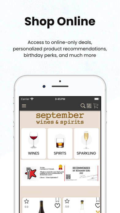 September Wines and Spirits Screenshot