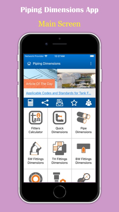 Piping Dimensions App Screenshot
