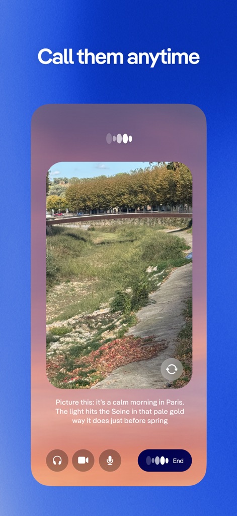 Replika - AI Friend - Users can observe the integrated voice and video call functionality, allowing for a more immersive and interactive communication experience.