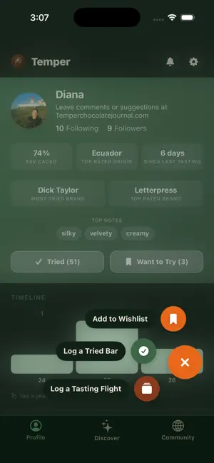 Temper: Your Chocolate Journal screenshot 1