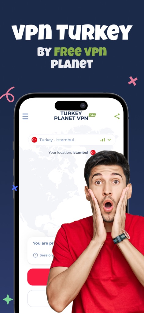 VPN Turkey – Fast and Private - Experience the app's intuitive interface showing the selected "Turkey - Istanbul" location and a clear "You are protected" status for immediate security feedback.