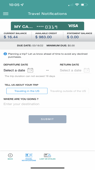 Maui FCU Credit Card Screenshot