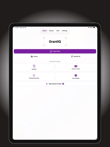 Grant Writer AI: GrantIQ iPad screenshot