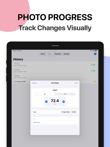 Weight & Gain Tracker Pro iPad screenshot