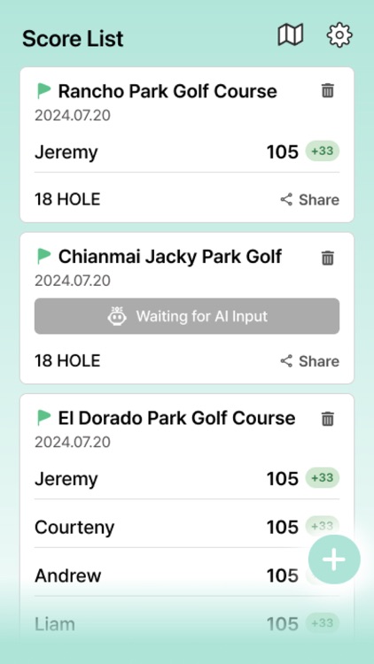 Ohpas : Parkgolf Scorecard