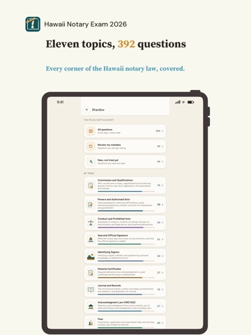 Hawaii Notary Exam 2026 iPad screenshot