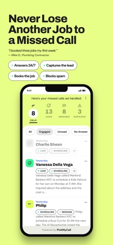 PickMyCall AI Receptionist iPhone screenshot
