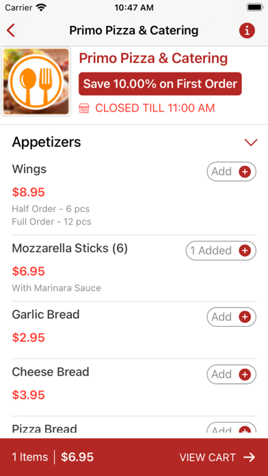 Primo Pizza & Catering Screenshot