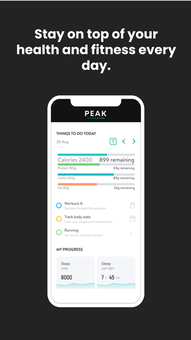 Peak Training App Screenshot