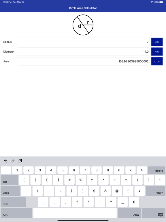 Screenshot #4 pour Circle Area Calculator Pro