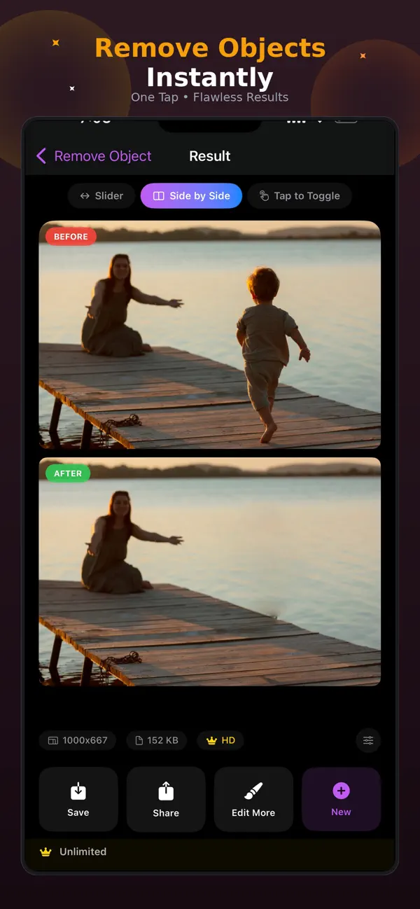 Magic Eraser removing an object from a photo