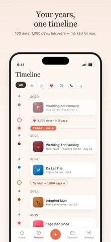 Anniversary Tracker: Memento iPhone screenshot