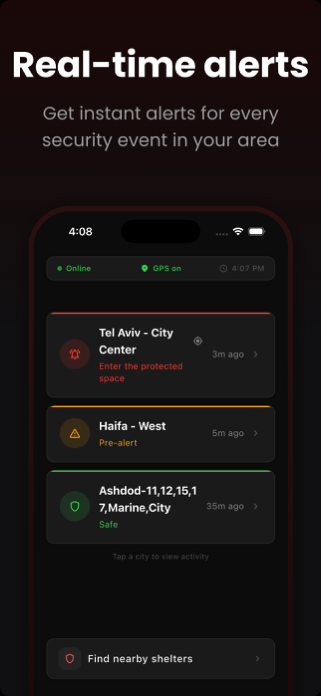 Sheltr - Rocket Alerts Screenshot 2 of 8