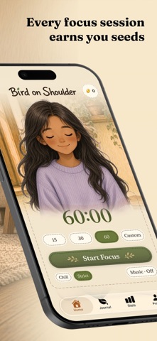 Bird on Shoulder: Focus Timer Screenshot 5 of 6