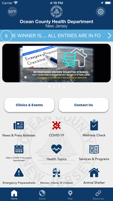 Ocean County Health Department Screenshot